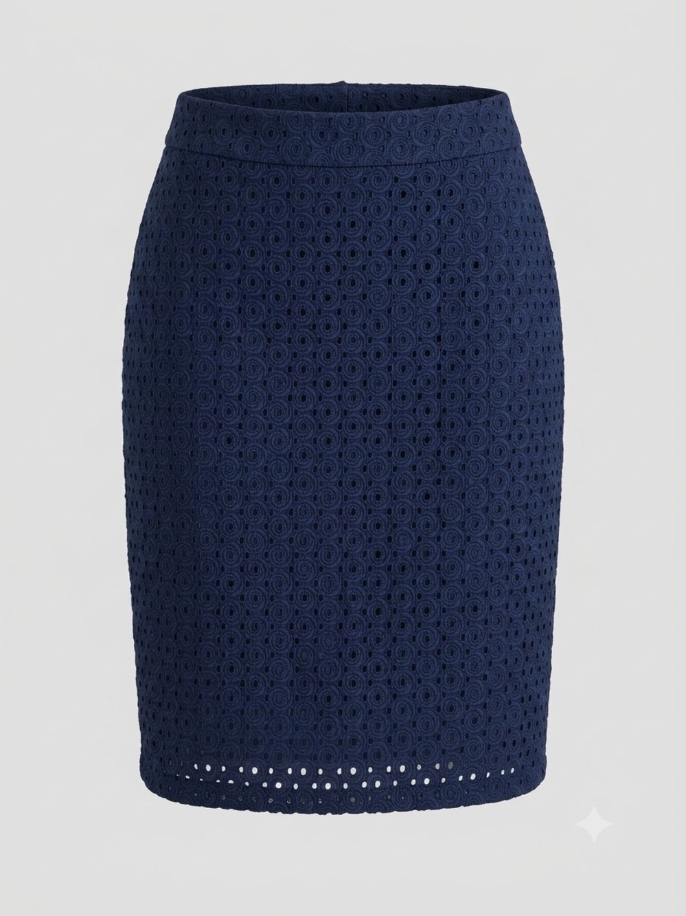 Talbots Navy Blue Eyelet Embroidered Pencil Skirt Size 18 Cotton
